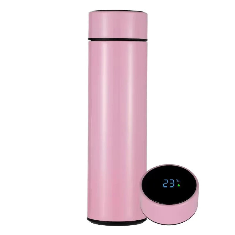 Stainless Steel Thermal Bottle with Digital Thermometer 500Ml Led Bilayer Flask Vacuum Insulated Bottle Portable Thermos Bottle